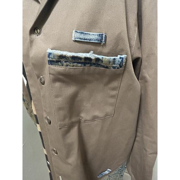 Vintage James Brumfield Designs Jacket Coat Tan Overshirt Western - Size M - Picture 2 of 8